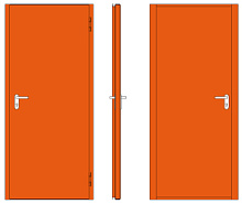 Дверь противопожарная металлическая сплошная однопольная торцевая коробка типа ДПМ-Пульс-01/60К-И (EI 60) (0875-2100) Универсальное исполнение