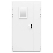 Дверь металлическая остекленная двупольная торцевая коробка типа ДМО-200 (1200-2075, Левая, RAL 9016)