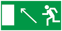 Знак E06 Направление к эвакуационному выходу налево вверх (150х300)