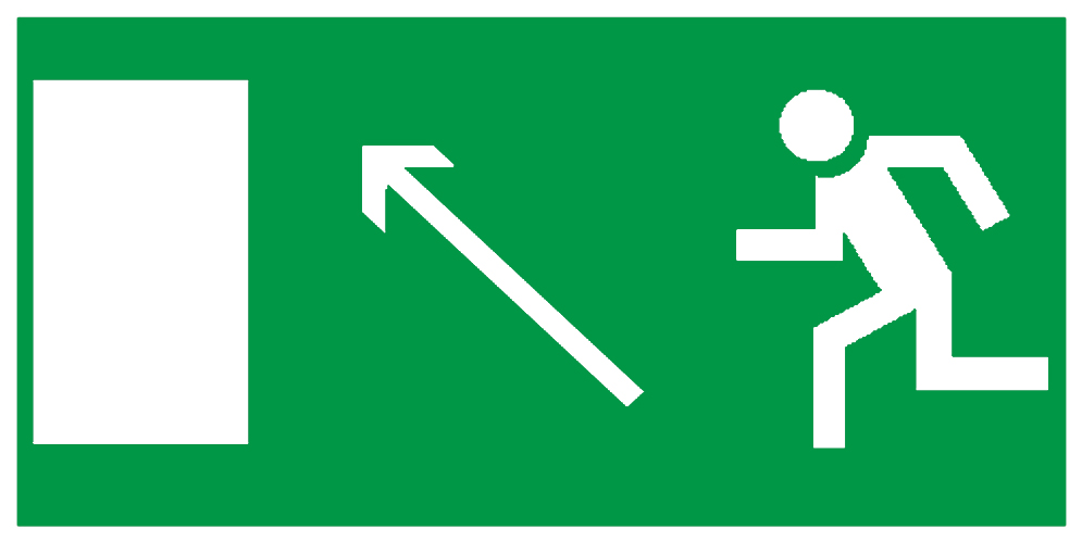 Знак E06 Направление к эвакуационному выходу налево вверх (150х300) НПО ПУЛЬС