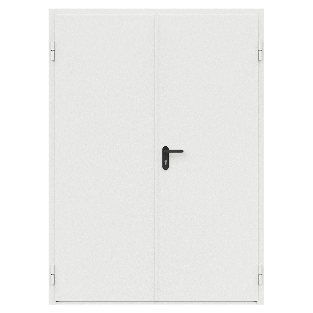 Дверь противопожарная металлическая сплошная двупольная равнопольная угловая коробка ДПМ-Пульс-02/60 (EI60) (1450-2075, Правая, RAL 9016)