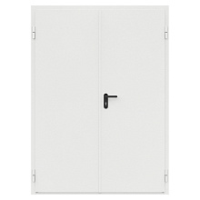 Дверь противопожарная металлическая сплошная двупольная равнопольная угловая коробка ДПМ-Пульс-02/60 (EI 60) (1450-2075, Правая, RAL 9016)