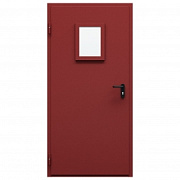 Дверь металлическая остекленная однопольная торцевая коробка типа ДМО-100 (0975-2075, Левая, RAL 3011)