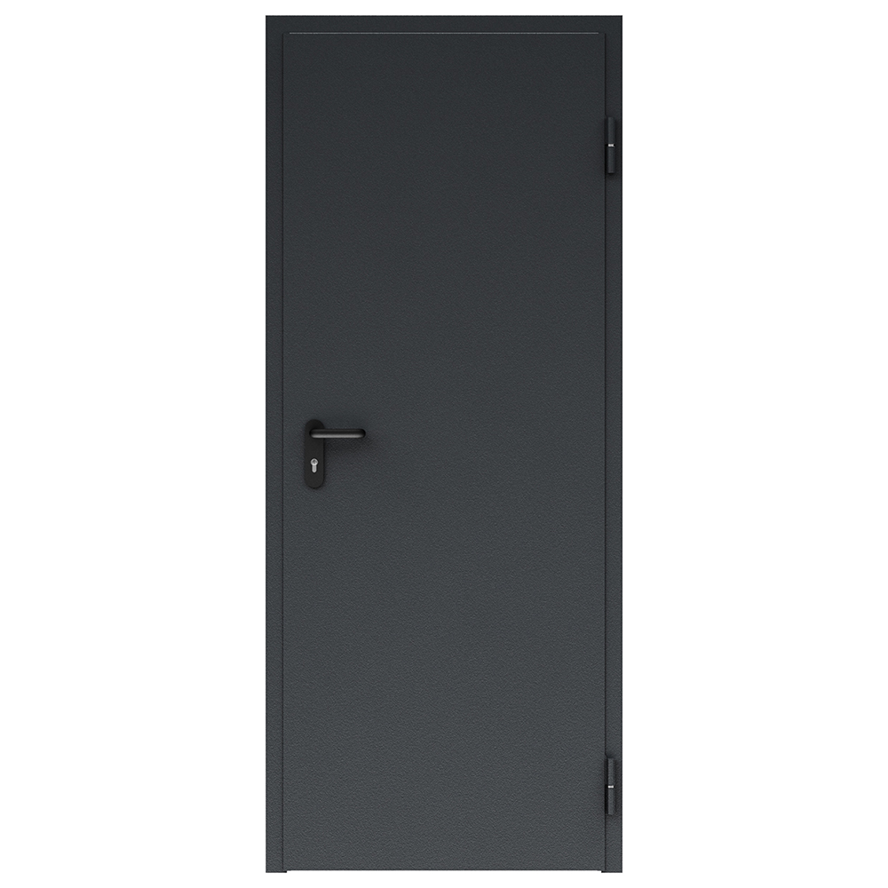 Дверь техническая сплошная однопольная угловая коробка (0800-2100) типа ДТ-100, правая, RAL9004 (черный, шагрень)