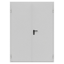 Дверь противопожарная металлическая сплошная двупольная равнопольная угловая коробка ДПМ-Пульс-02/30К (EI 30) (1600-2075, Правая, RAL 7035)
