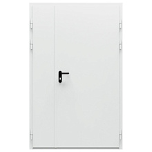 Дверь противопожарная металлическая сплошная двупольная дымогазонепроницаемая неравнопольная угловая коробка типа ДПМ-Пульс-02/60 (EIS 60) (1250-2075, Правая, RAL 7035)