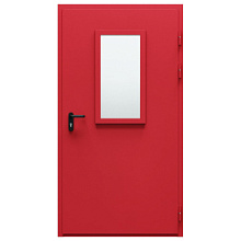 Дверь противопожарная металлическая дымогазонепроницаемая однопольная ДПМ-Пульс-01/60К (EIS 60)  с остеклением угловая коробка (1050-2075)