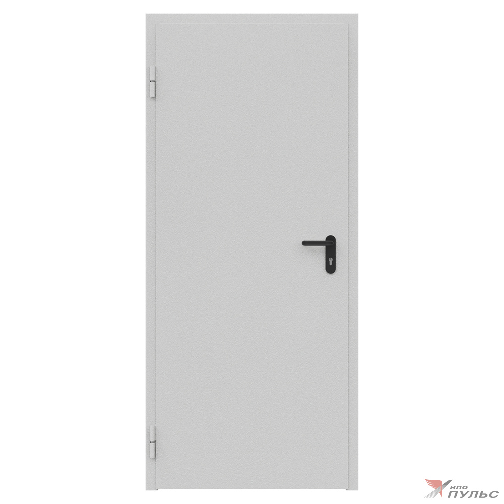 Дверь противопожарная металлическая сплошная однопольная угловая коробка типа ДПМ-Пульс-01/60К (1050-1975, Левая, RAL 8019)