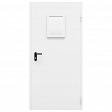 Дверь противопожарная металлическая однопольная ДПМ-Пульс-01/30К (EI 30) с остеклением угловая коробка (0950-2075, Правая, RAL 9016)