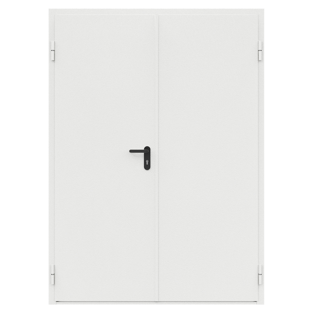Дверь противопожарная металлическая сплошная двупольная равнопольная угловая коробка ДПМ-Пульс-02/30К (1600-2075, Левая, RAL 9016)