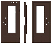 Дверь металлическая остекленная однопольная угловая коробка типа ДМО-100 (0875-2100) в исполнении "Двери МОП"