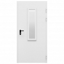 Дверь противопожарная металлическая ДПМ-Пульс-01/60К (EI 60), однопольная, с остеклением, угловая коробка, RAL 9016