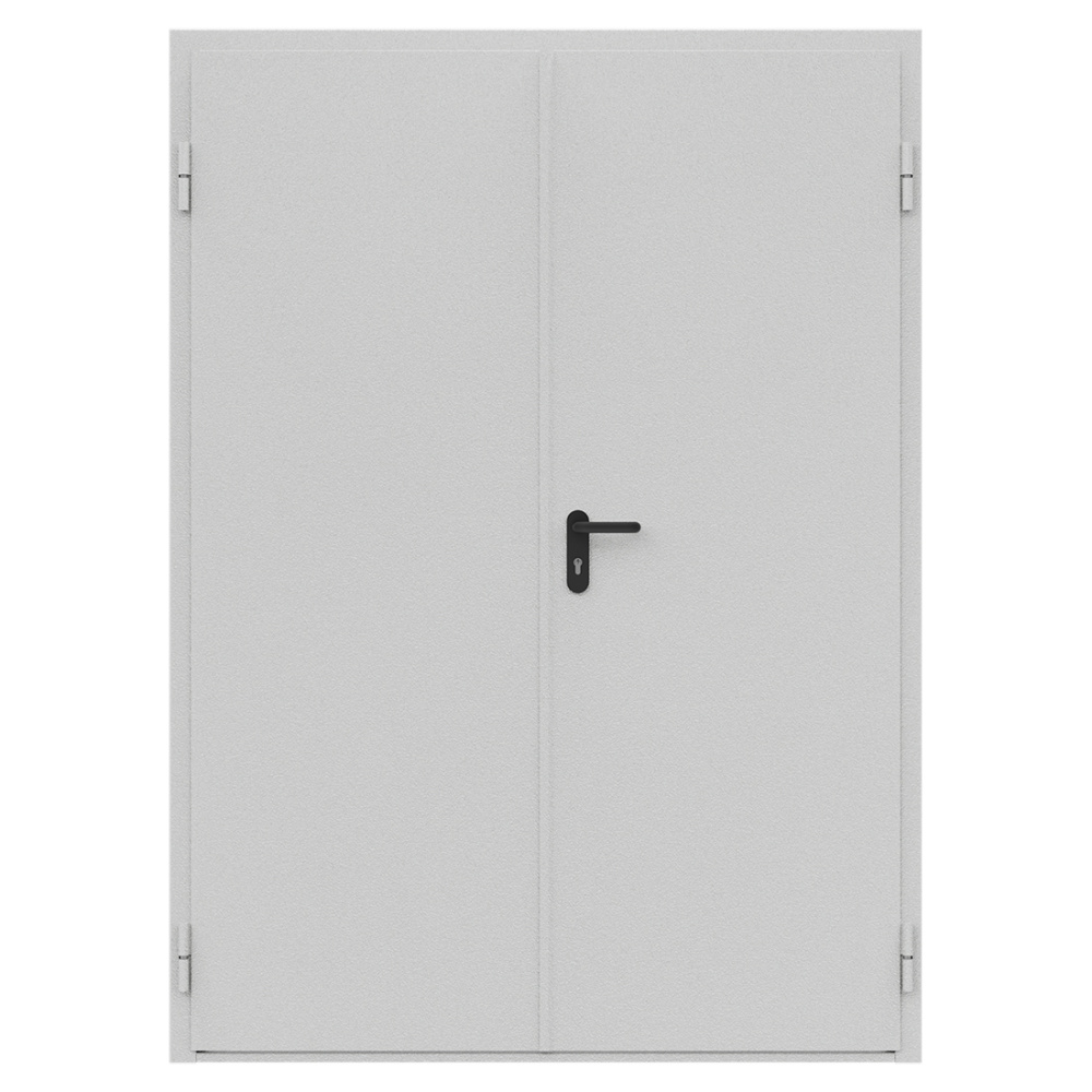 Дверь противопожарная металлическая сплошная двупольная равнопольная угловая коробка ДПМ-Пульс-02/60 (EI60) (1450-2075, Правая, RAL 7035)