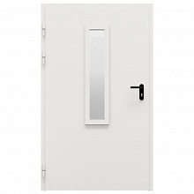 Дверь противопожарная металлическая ДПМ-Пульс-01/60К (EI 60), однопольная, с остеклением, угловая коробка, RAL 9010