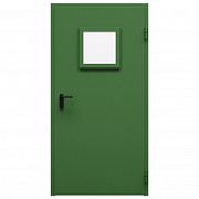 Дверь металлическая оцинкованная остекленная однопольная угловая коробка типа ДМО-100 (1000-2100, Правая, RAL 6002)