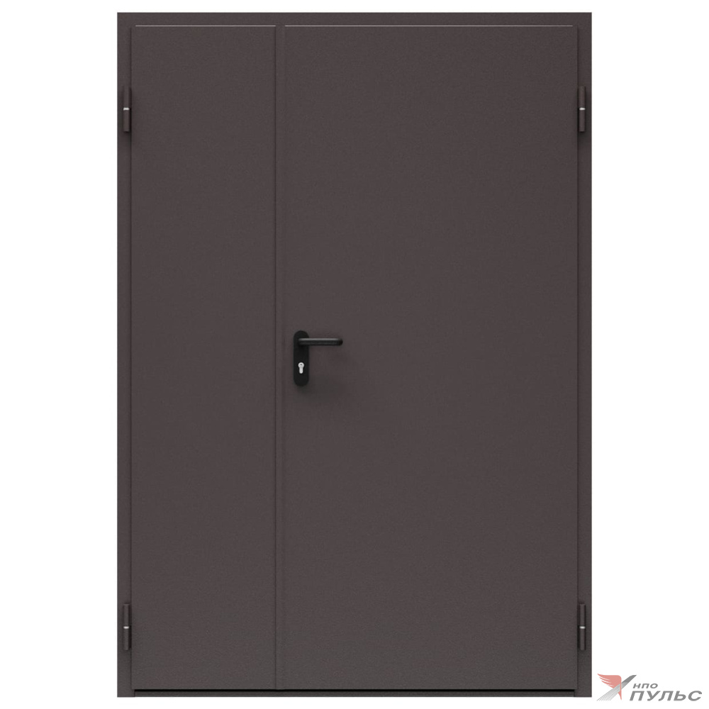 Дверь металлическая оцинкованная сплошная двупольная торцевая коробка типа ДМ-200 (1375-2075, Правая, RAL 8019)