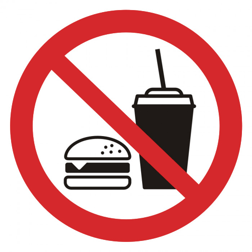 Знак P51 Запрещается вход с едой (200х200)
