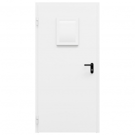 Дверь противопожарная металлическая однопольная ДПМ-Пульс-01/30К с остеклением угловая коробка (0950-2075, Левая, RAL 9016)
