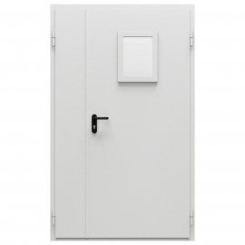 Дверь противопожарная металлическая ДПМ-Пульс-02/30К дымогазонепроницаемая, неравнопольная, угловая коробка (1200-2075), правая, RAL 7035