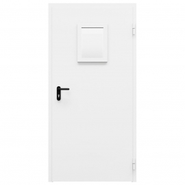 Дверь противопожарная металлическая однопольная ДПМ-Пульс-01/30К с остеклением угловая коробка (0950-2075, Правая, RAL 9016)