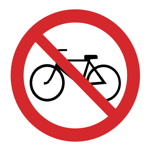 Знак P56 Вход с велосипедом запрещен (200х200)