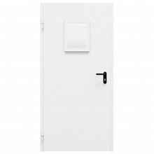 Дверь противопожарная металлическая однопольная ДПМ-Пульс-01/30К (EI 30) с остеклением угловая коробка (0950-2075, Левая, RAL 9016)