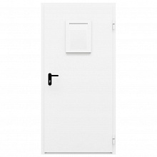 Дверь противопожарная металлическая однопольная типа ДПМ-Пульс-01/60К (EI 60) с остеклением угловая коробка, 0950-2075, Правая, RAL 9016