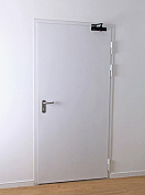 Дверь противопожарная металлическая ДПМ-Пульс-01/90К сплошная, угловая коробка (850х2075), с порогом, правая, RAL9016