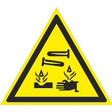 Знак W04 Опасно. Едкие и коррозионные вещества (200х200)