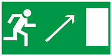 Знак E05 Направление к эвакуационному выходу направо вверх (150х300)